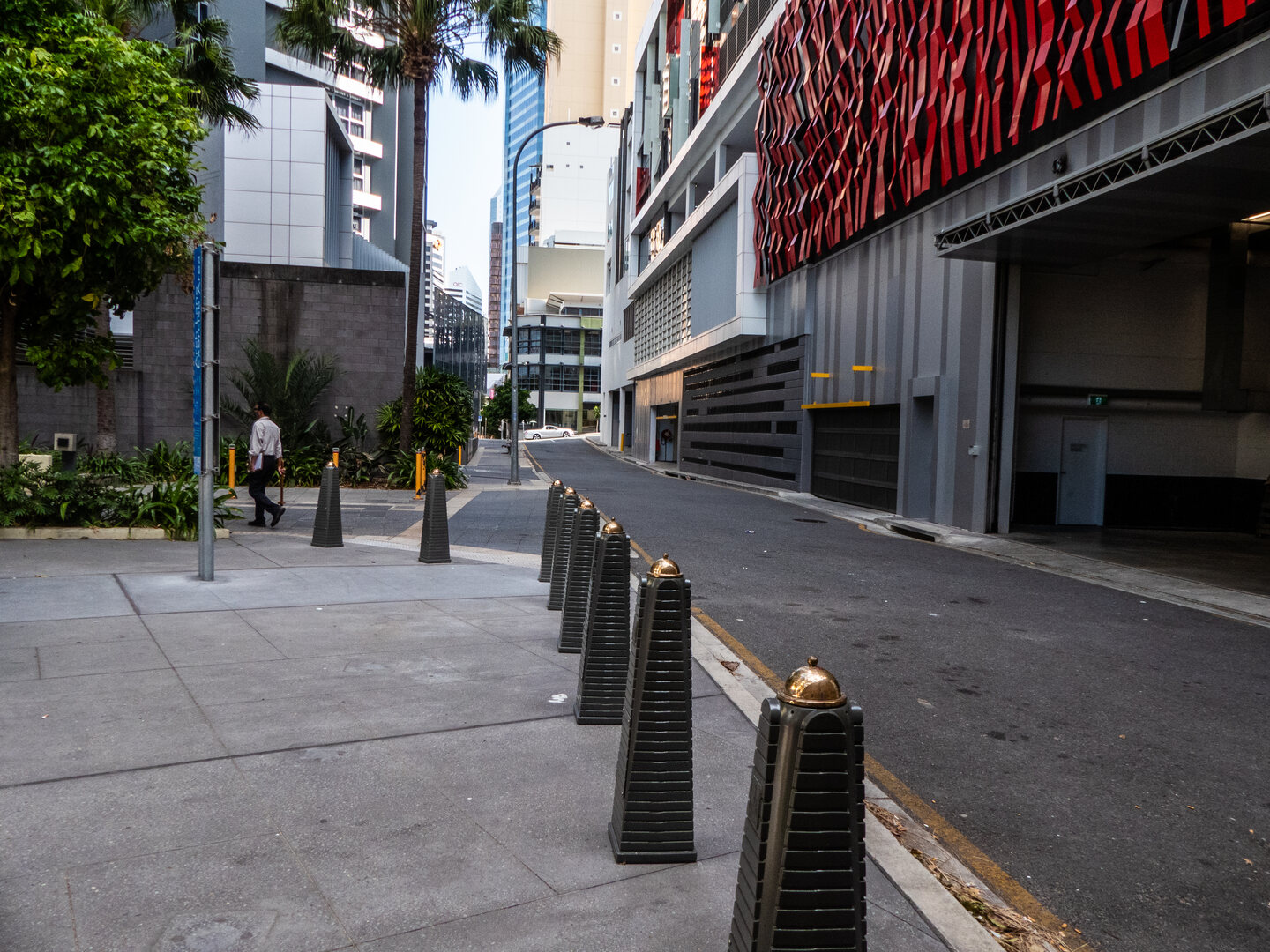 Footpath and bollards along Arch Lane in Brisbane